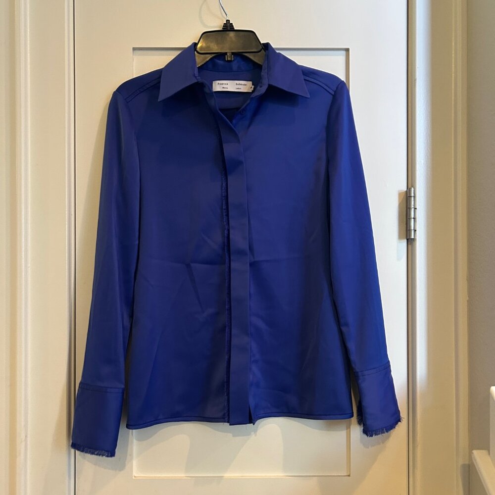 *NWT* Proenza Schouler White Label Blue Fronge Blouse size 2